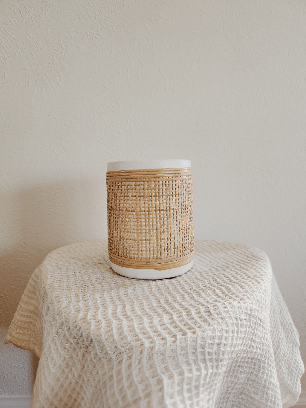Rattan Vase for a plant | Earthy Home Decor | Terracotta Clay Ceramic |